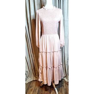 Sweet Salt Ladies Pink Stretch Top Dress Midi Ruffled Sz 4